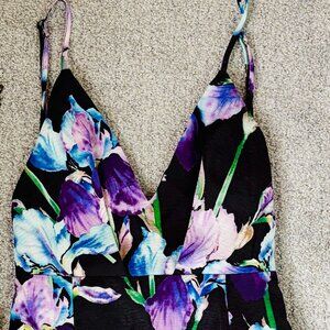 Luxxel Deep V Spaghetti Strap Mini Dress, Small, Bustle Back Detail- Like New!